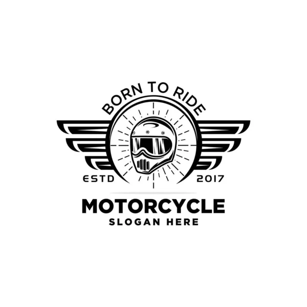 Motorcycle Logo Design Vintage Helmet Logo Monochrome Icon Vector Emblems — Stock Photo, Image