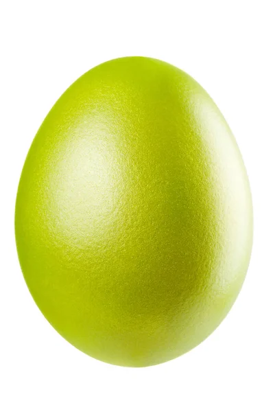 Μονό Πασχαλινό Αυγό Απομονωμένο Λευκό Ένα Υπέροχο Ανοιχτό Πράσινο Μεταλλικό — Φωτογραφία Αρχείου