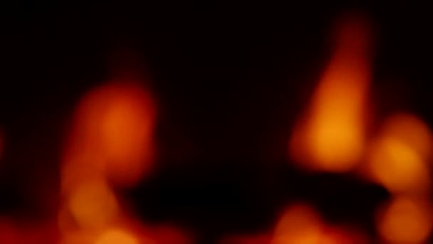 Размытый Огонь Камине Медленном Движении Видео Ослабленное Пламя Заполняет Рамку — стоковое видео