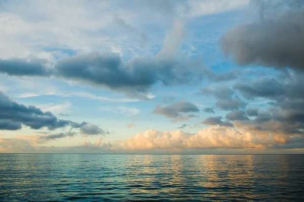 Coucher Soleil Sur Mer Des Caraïbes Vue Profonde Sur Océan — Photo