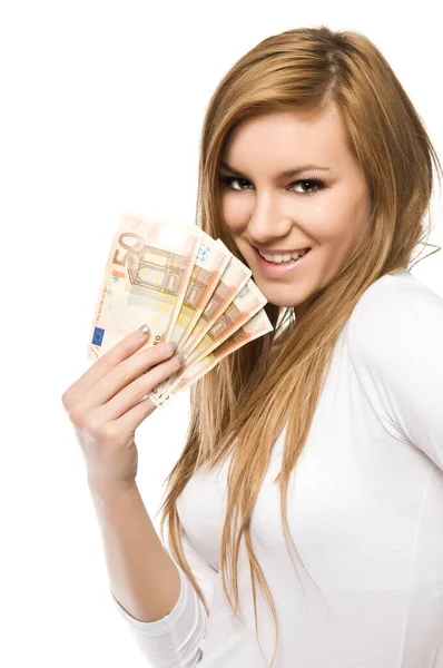 Big Winner Excited Smiling Girl Money Young Happy Laughing Woman Royalty Free Stock Images