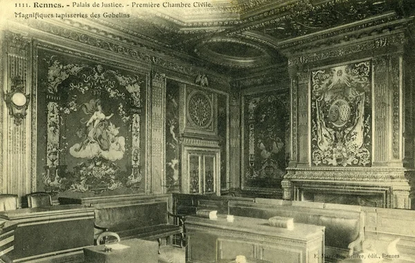 France. Rennes. Palace of Justice. Interior. Vintage Postcard — Stock Photo, Image