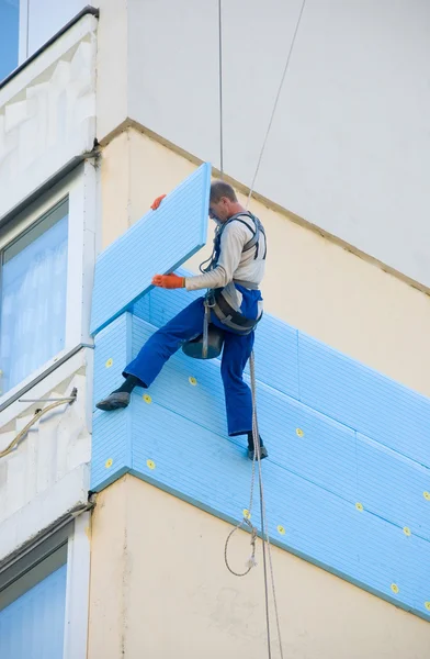 Hőszigetelés a ház falán — Stock Fotó