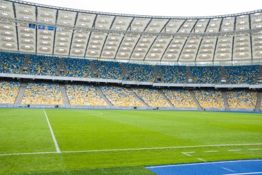 Kiev, Ukrayna - Ekim 04: Olimpiyat stadiu boş tribünler