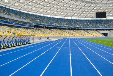 Kiev, Ukrayna - Ekim 04: Olimpiyat stadiu boş tribünler
