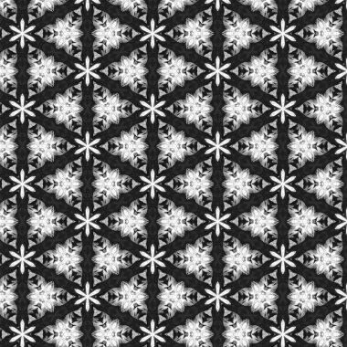 Çiçekler, yıldızlar ve kaleydoskop içindeki soyut biçimlerin motif dizaynı