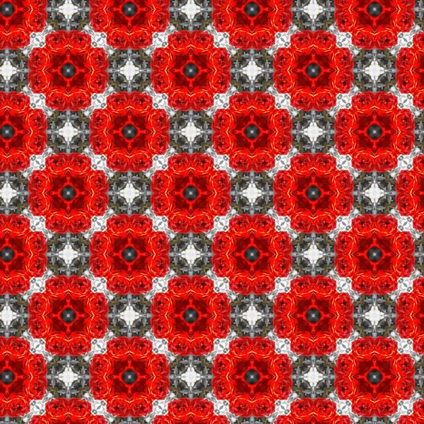 Design Motivu Hladký Vzor Květinami Hvězdami Abstraktními Tvary Uvnitř Kaleidoskopu — Stock fotografie