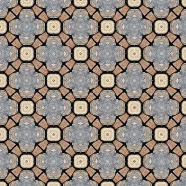 Çiçekler, yıldızlar ve kaleydoskop içindeki soyut biçimlerin motif dizaynı