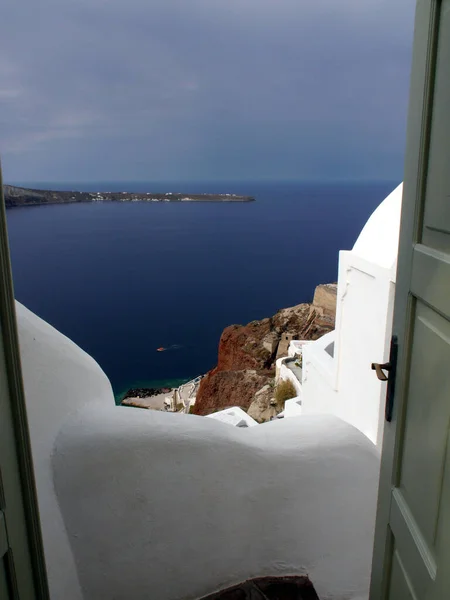 Magic Oia Sanorini Island Greece 오이아 역사적 부분에 도시의 거리와 — 스톡 사진