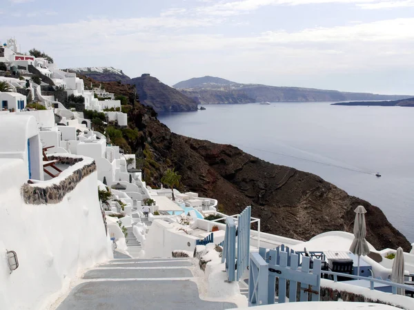 Magic Oia Sanorini Island Greece 오이아 역사적 부분에 도시의 거리와 — 스톡 사진