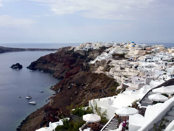 Magic Oia Sanorini Island Greece 오이아 역사적 부분에 도시의 거리와 — 스톡 사진