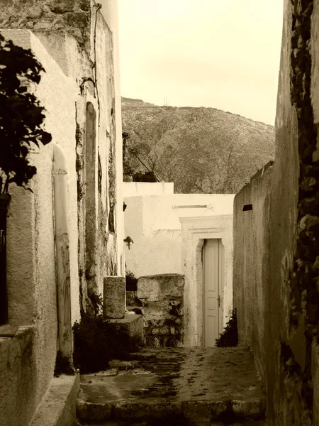 Vista Parte Histórica Central Ciudad Pyrgos Isla Santorini Grecia — Foto de Stock
