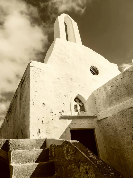 Orthodoxe Kirche Pyrgos Santorini Griechenland Blick Auf Den Historischen Teil — Stockfoto