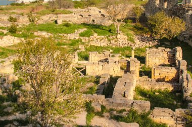Karadeniz kıyısındaki antik Yunan şehri Chersonesus 'un kalıntıları, Sivastopol Kırım.