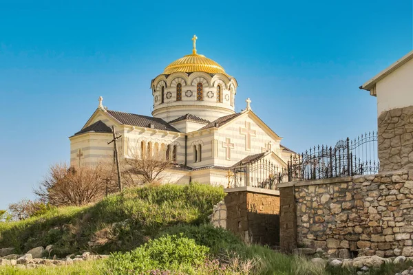 Chersonesus Katedra Sewastopol Krym Katedra Władimira Szczegóły Zewnętrzne Słoneczny Dzień — Zdjęcie stockowe