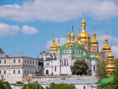 Kiev Pechersk Lavra, details of the exterior of internal buildings and cathedrals and the park.
