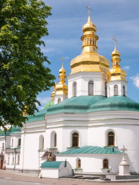 Kiev Pechersk Lavra, details of the exterior of internal buildings and cathedrals and the park.