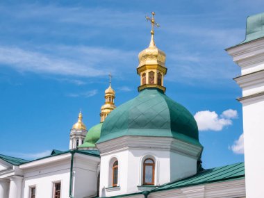 Kiev Pechersk Lavra, details of the exterior of internal buildings and cathedrals and the park.