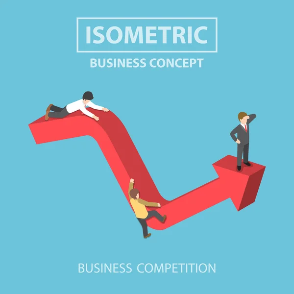 Empresário isométrico sobe até o topo do gráfico —  Vetores de Stock