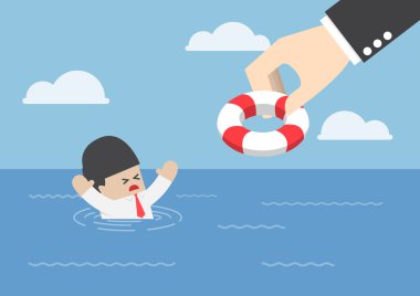 Lifebuoy büyük alkış almak işadamı boğulma