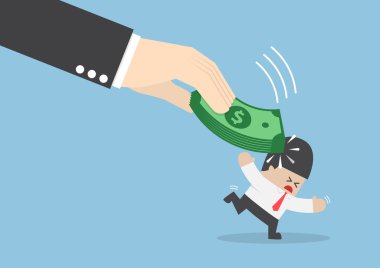 Büyük el işadamı kafasını dolarlık banknot tarafından çarptı.