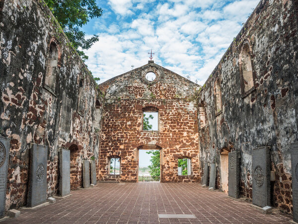 Inside the ruin of St Paul's Church