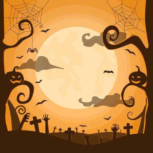 Halloween éjszaka háttér temetőben — Stock Vector