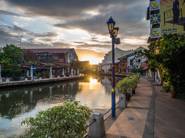 MALACCA, MALAYSIA - February 29: Early morning with sunrise alon