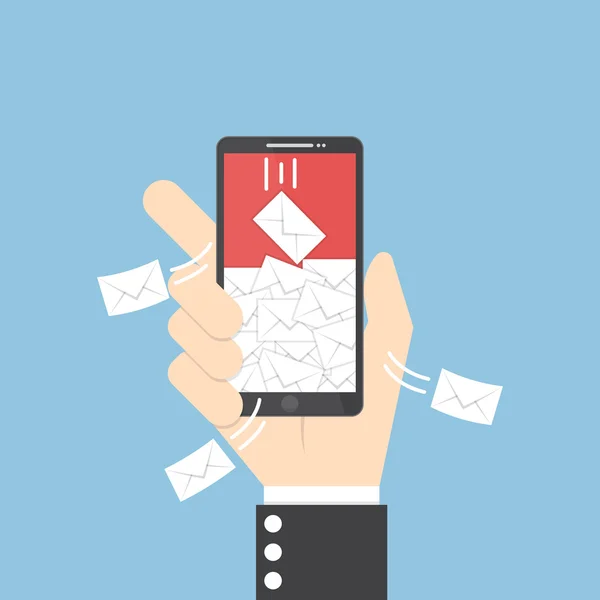 Spaming e-posta ile Smartphone monit üzerinde tutan işadamı el