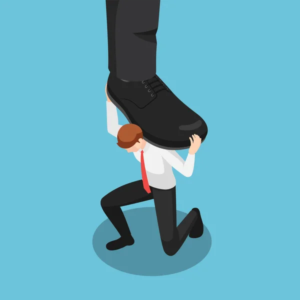 Flat Isometric Businessman Carrying Stomping Foot Business Pressure Oppressive Concept — Stock Vector