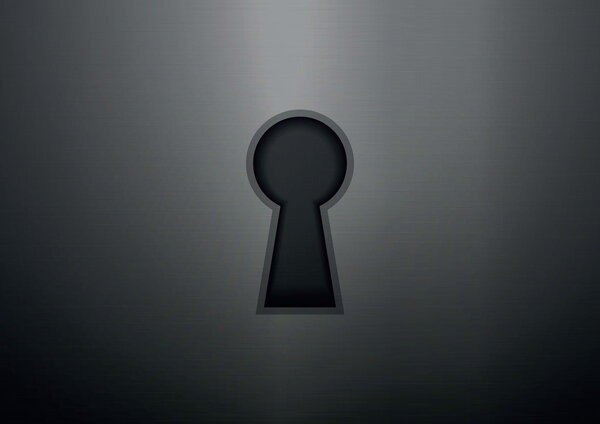 Замочная скважина на фоне металлической текстуры
