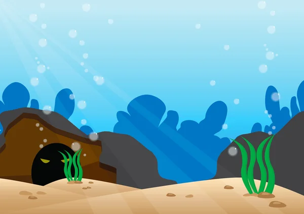 Bajo la escena del mar con detalle fondo del mar — Vector de stock