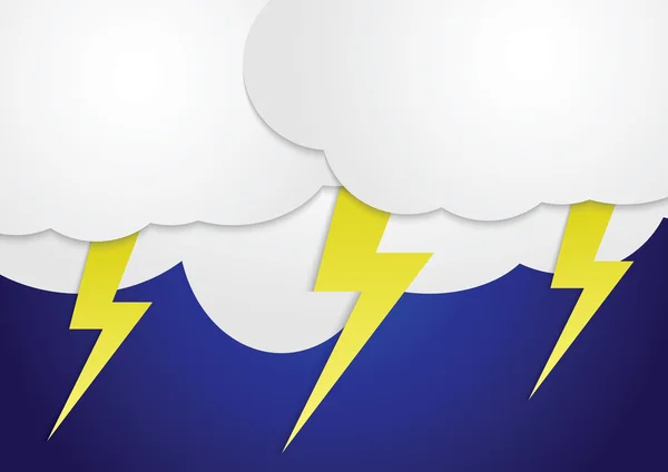 Storm clouds with yellow lightning bolts — Stock Vector