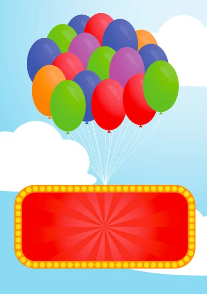 Colorful balloon and Advertising billboard — Stock Vector