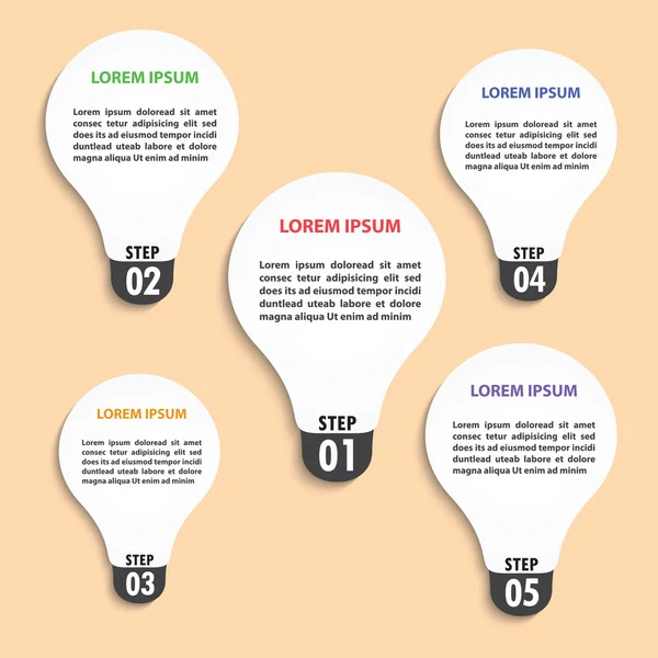 Flachen Stil Glühbirne Infografik Vorlage — Stockvektor