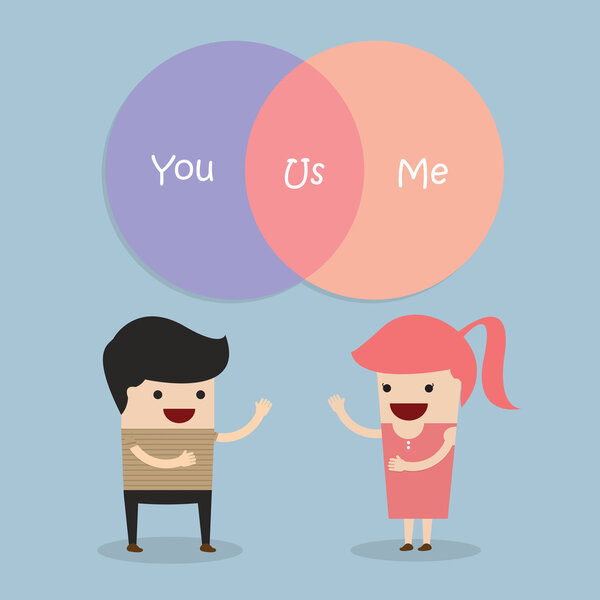 Мужчина и женщина говорят о своих отношениях
