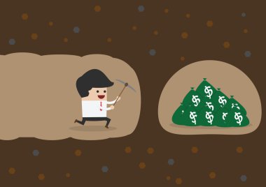 Para bulmak için kazı işadamı