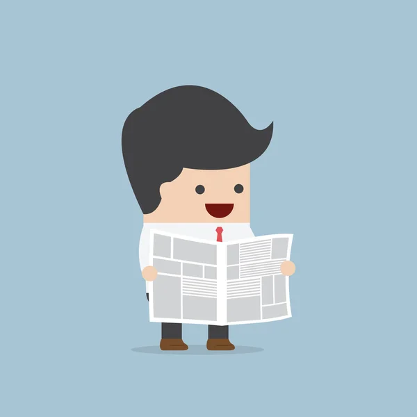 Businessman reading newspaper — Stock Vector