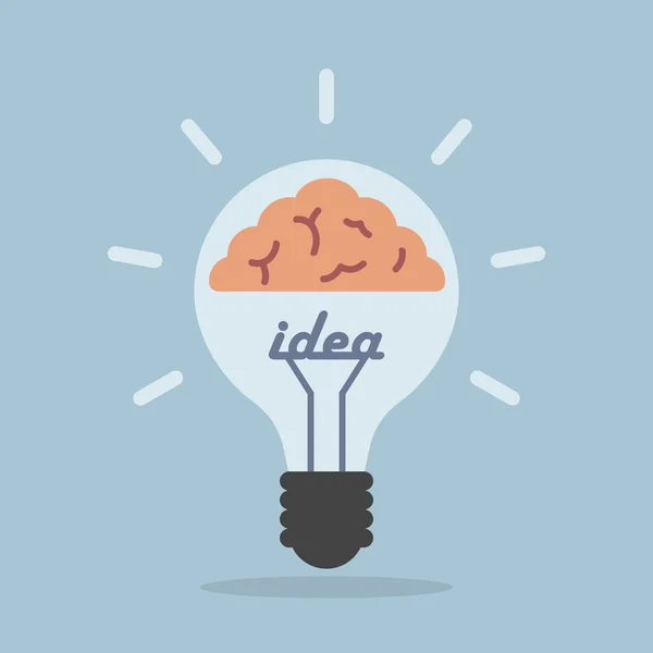 Glühbirne mit Gehirn, Ideenkonzept — Stockvektor