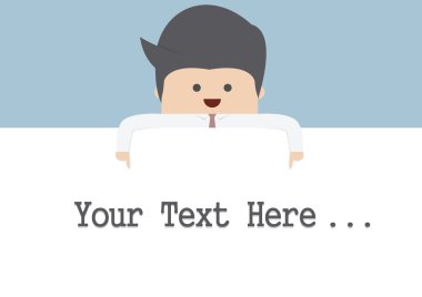 Beyaz ekran işaret eden işadamı