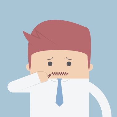 İşadamı fermuar onun ağız, öfkeler kavramı