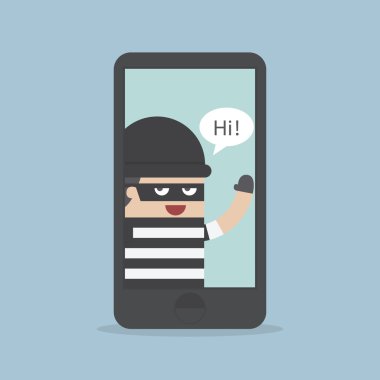 Hacker, hırsız Smartphone, kesmek iş kavramı