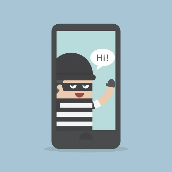 Hacker, Voleur Hacking Smartphone, Concept d'entreprise — Image vectorielle