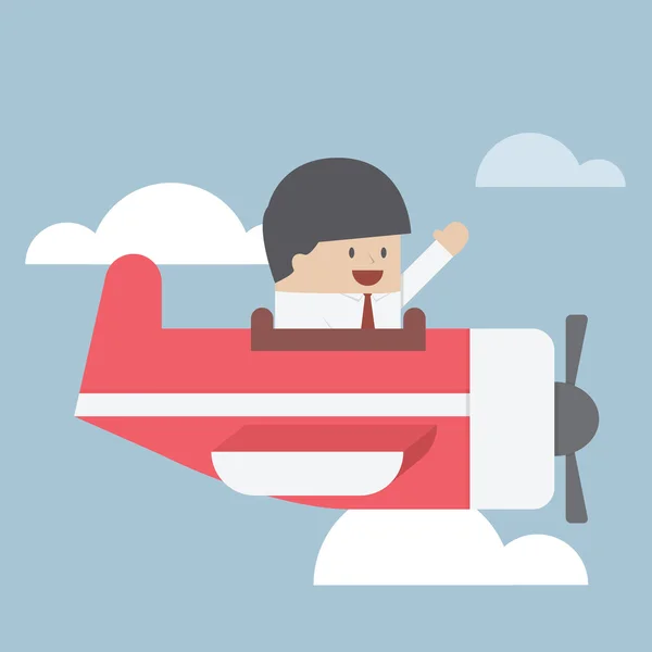 Affärsman som flyger med privat jetplan — Stock vektor