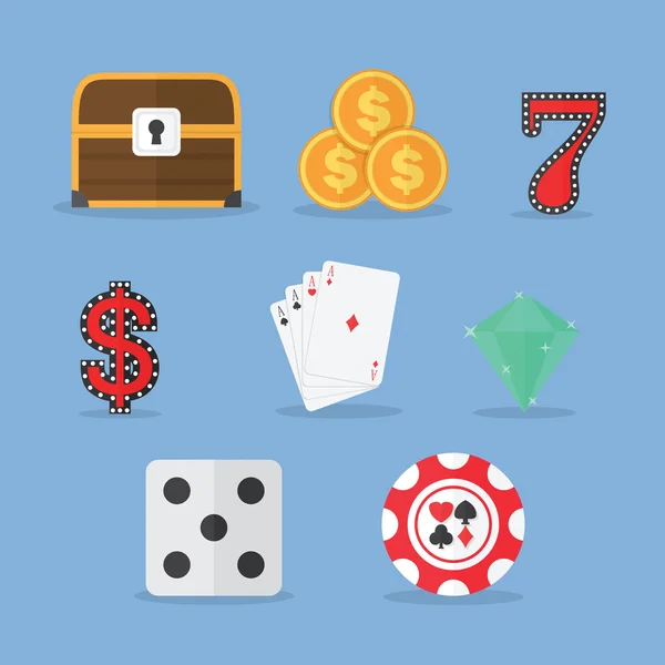 Set di gioco d'azzardo & Slot Machine Icone — Vettoriale Stock
