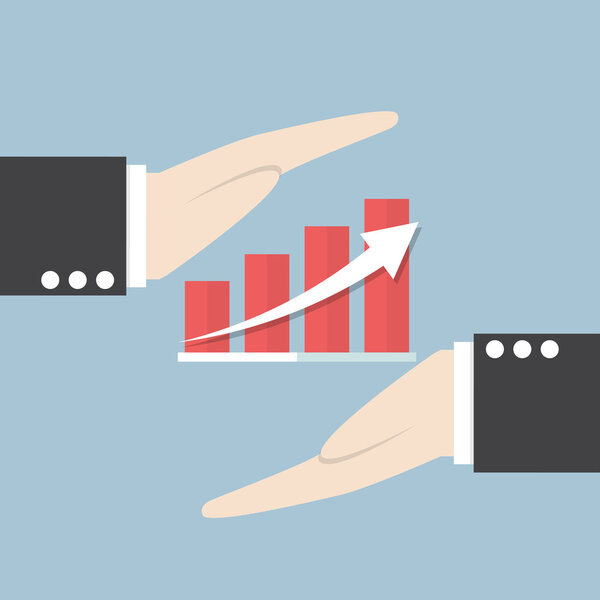 Businessman hand and graph