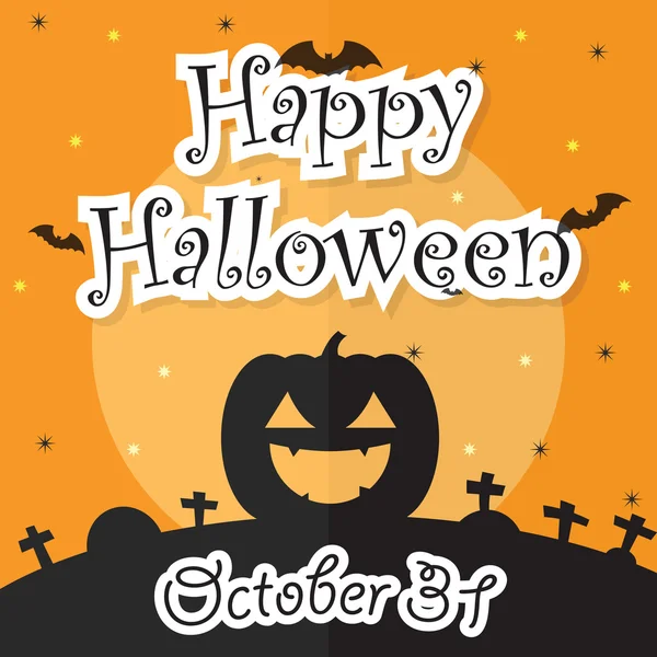 Boldog Halloween éjszaka háttér-Hold, a denevér, a sütőtök és a Gra — Stock Vector