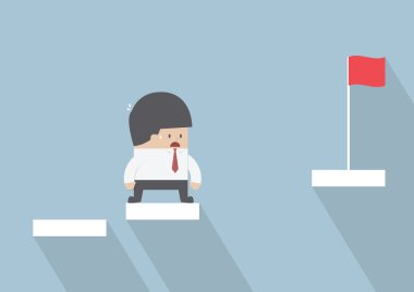 İşadamı eksik adım başarı ile karşı karşıya