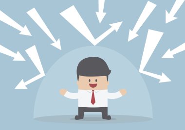 Kötü şeyden görünmez kalkan tarafından korunan işadamı