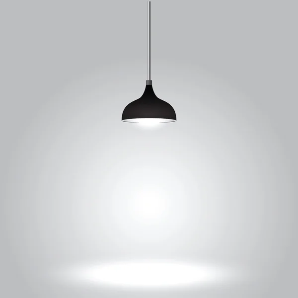 Lámpara de techo negra sobre fondo gris — Vector de stock